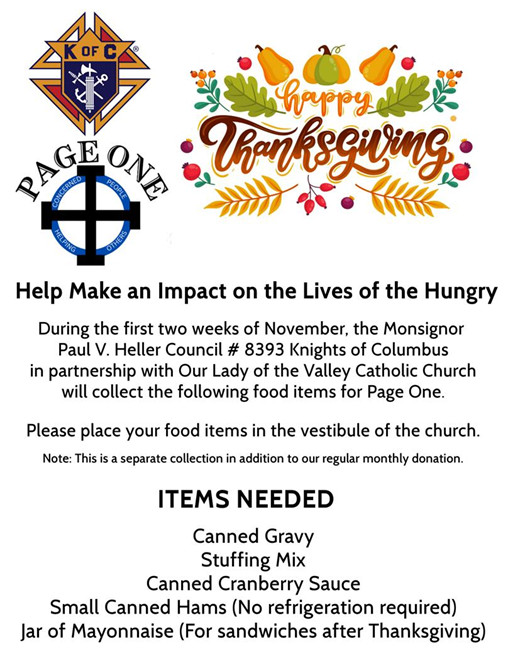 Week of Service Special Thanksgiving Donations Week of Service Special Thanksgiving Donations